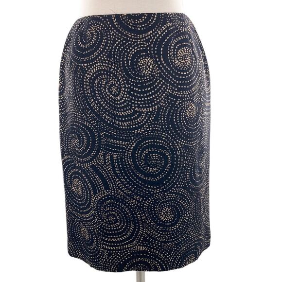 Talbots Womens Black Tan Circles Print Silk Blend Pencil Skirt Knee Length 6 New - Picture 1 of 14